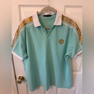 Versace Aqua Polo with Gold Accents